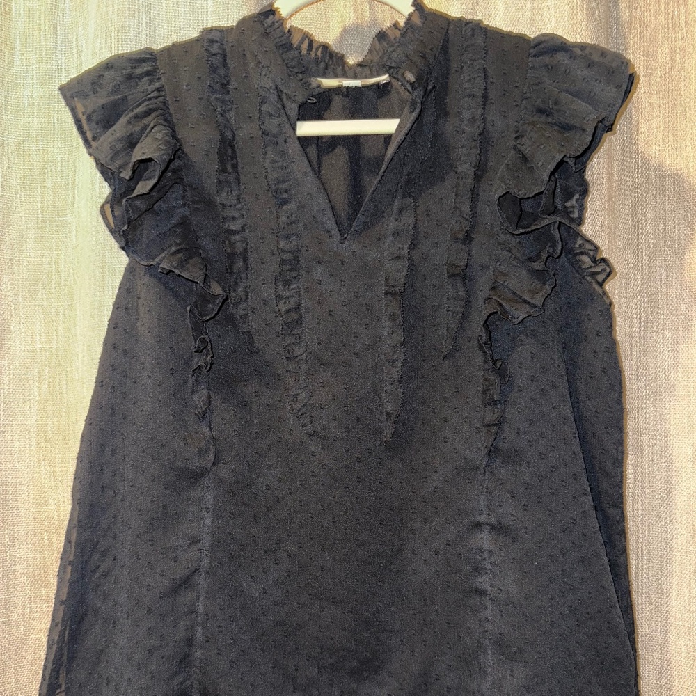 Loft | Women's Ruffle Cold Shoulder Flutter Sleeve Top | Size M